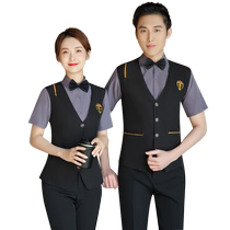 Waiter work clothes short-sleeved catering Western food hotel front desk work clothes professional vest suit female bar KTV