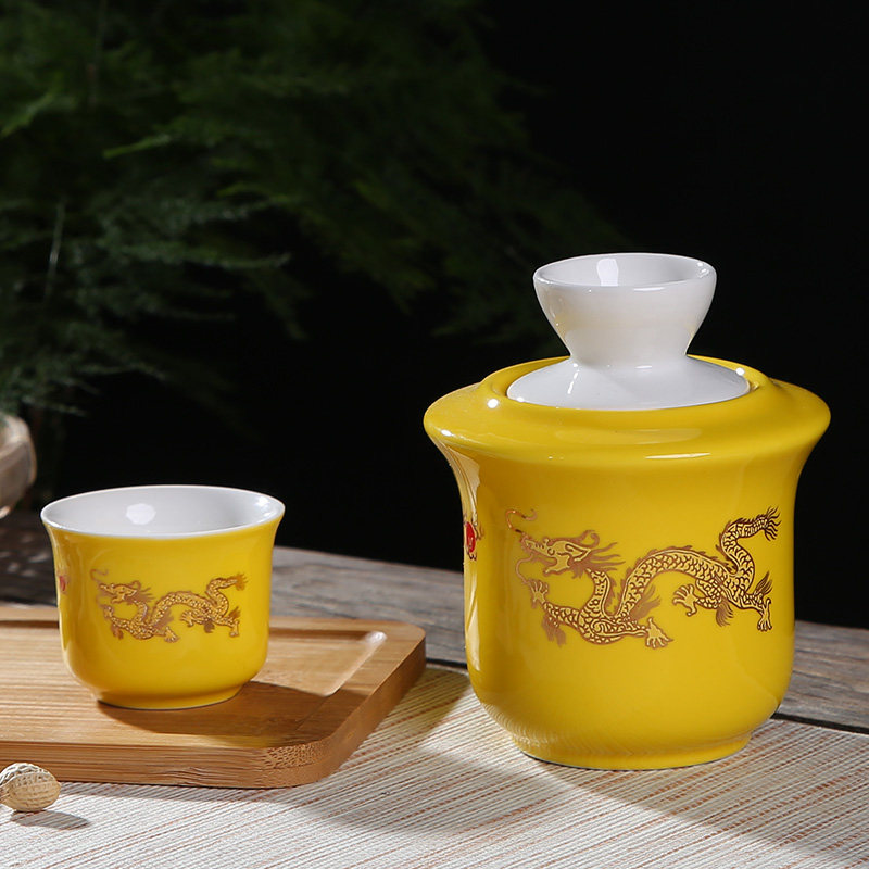 Japan-style bronzer II Two-42 minimalist for home yellow wine Wine wine Wine jug warm wine jug white jade Porcelain Ceramic Wine
