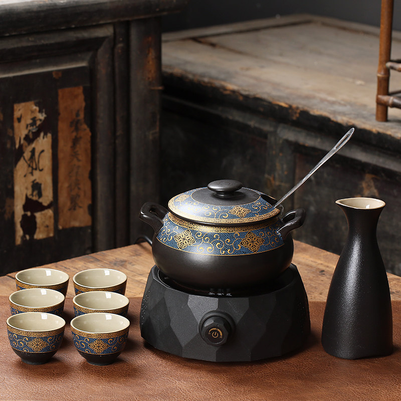 Bronzer warm wine pot heated home half a kilo of Chinese style imitation ancient boiled wine yellow wine wine glass of wine glass