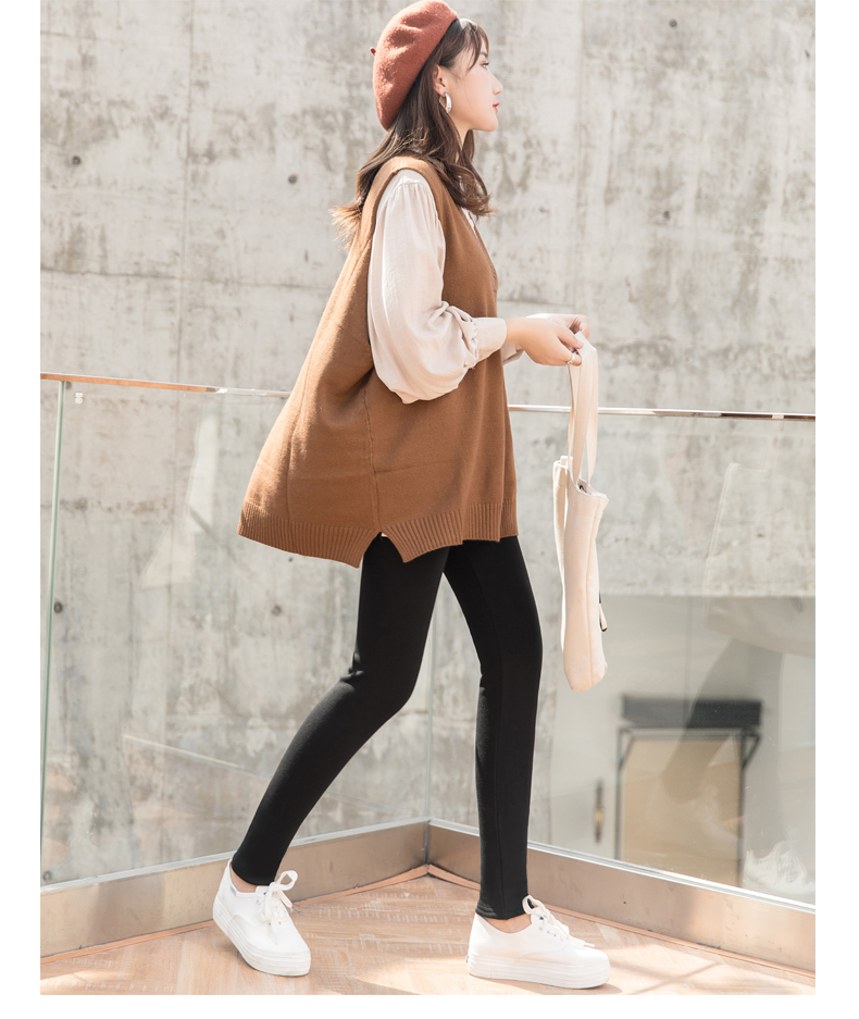Thu đông 2018 phiên bản Hàn Quốc mới của quần lửng cạp cao hoang dã cộng với quần legging nhung dày Quần skinny mỏng chân ấm để mặc quần vải ống rộng nữ