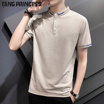 Lapel short-sleeved mens summer trend slim Japanese polo shirt mens casual fashion led half-sleeved Paul T-shirt