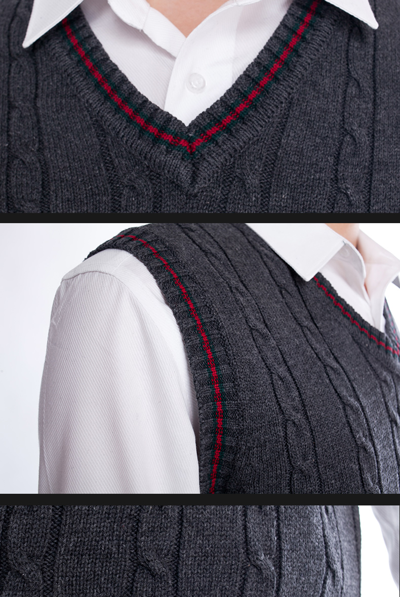 Vest nam mùa thu và mùa đông áo len vest nam Hàn Quốc phiên bản V-Cổ Slim không tay vest nam cotton len đan vest