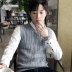 Vest nam mùa thu đông đan áo len vest cổ chữ V không tay áo cotton dày len xoắn vest cỡ lớn áo khoác thu đông Áo vest cotton