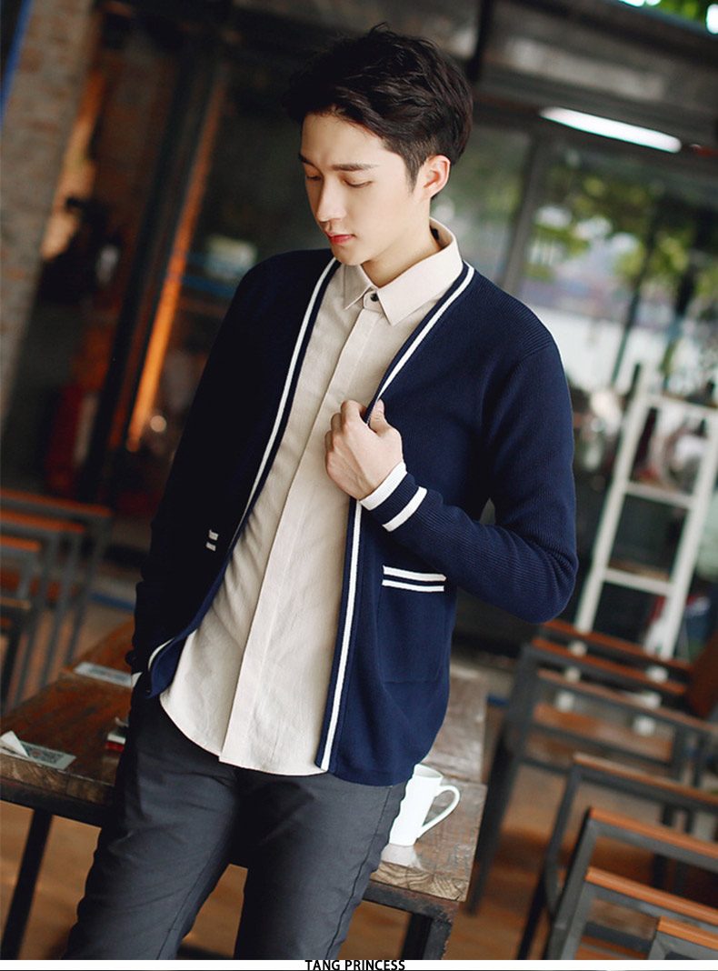 Mùa xuân và mùa thu đan cardigan áo khoác nam Hàn Quốc phiên bản của xu hướng của Slim thời trang giản dị cardigan nam áo len áo len nam