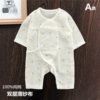 Детский марлевый хлопковый тонкий комбинезон для новорожденных, лонгслив, боди, 0-6 мес.