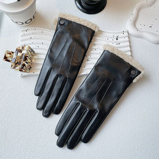 Hong Kong Bng Genuine Leather Gloves for Women, Autumn and Winter Short Sheepskin Gloves, Leather Gloves for Women, Winter Warm Leather Gloves for Women