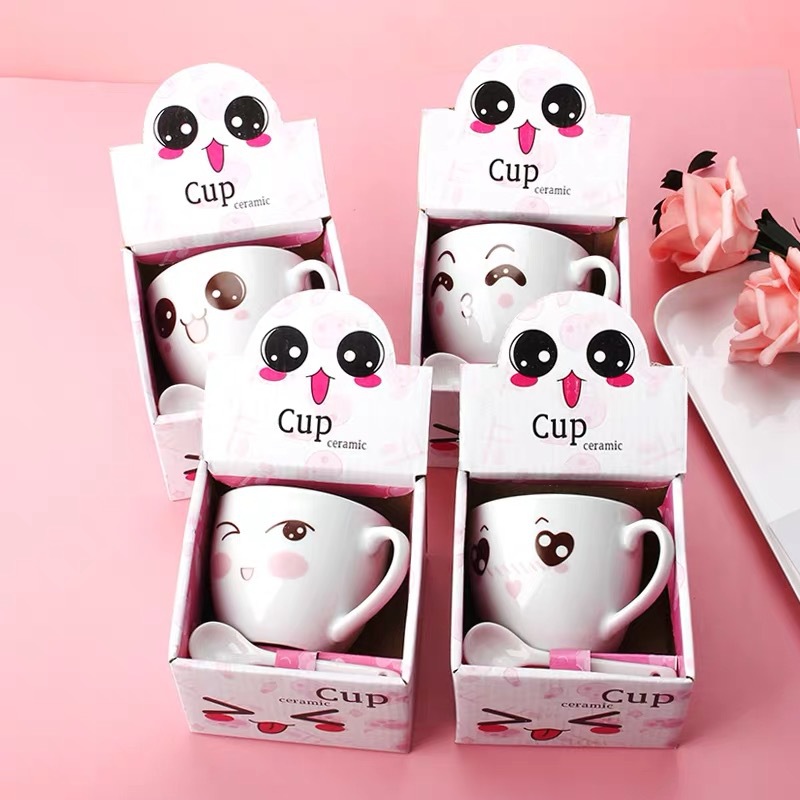 Cartoon ceramic Breakfast cup with spoon