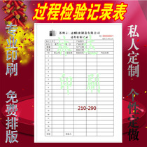 Custom process inspection record sheet Printing production daily report Finished product inspection sheet Inspection record sheet Self-inspection sheet
