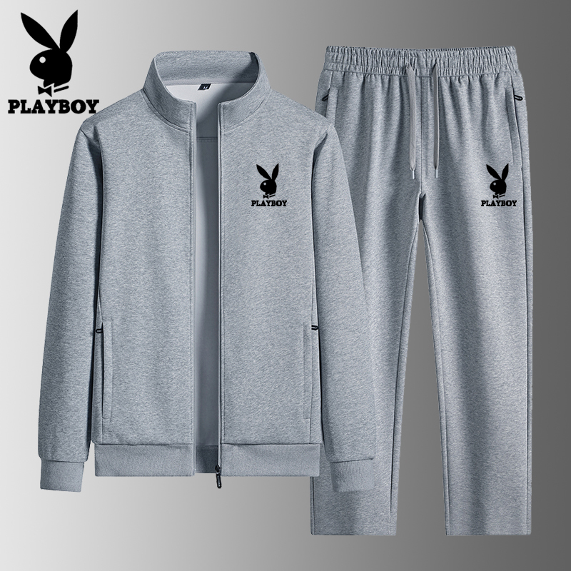 Playboy Middle-Aged and Elderly Men's Casual Sports Suit Spring and Autumn Pure Cotton Sweatshirt Jacket Sportswear Suit for Men