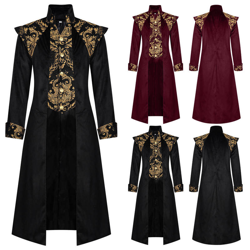 Men's Steampunk Medieval Tailcoat Jacket Victorian Gothic Dress Coat