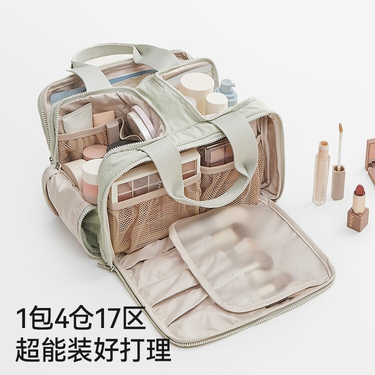 Storage Bag Portable Puff Large Capacity Portable Makeup Brush Travel Toiletry Bag Cosmetic Bag for Women 2026 New Model