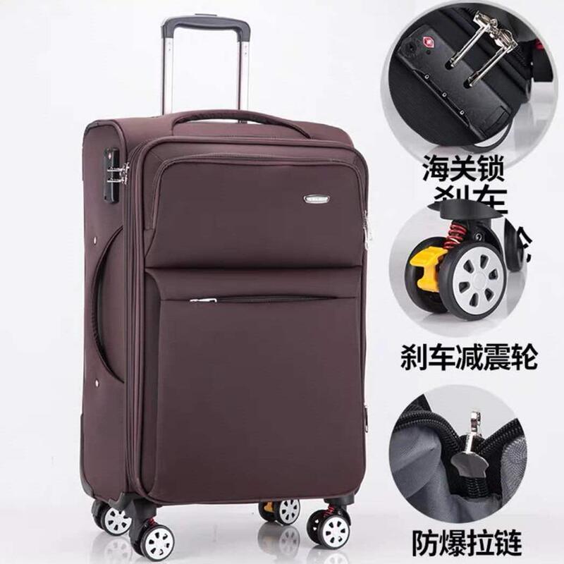 Large-Capacity Oxford Cloth Suitcase, Waterproof Trolley Case, Sturdy and Durable Travel Suitcase for Overseas Travel, Checked Business Password Box