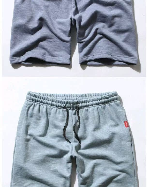 Tide thương hiệu Yu Wenle mùa hè rắn màu thể thao quần short vài phần quần cotton mỏng terry vải mới quần thường quần ống suông nam