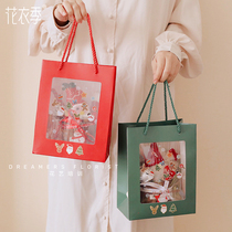 Christmas transparent tote bag pvc plastic custom hand carry clothing store gift gift bag with hand gift packaging bag