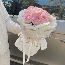 Flower clothes season lamb hair flannel strawberry bouquet Net red cloth art style flower wrapping paper gift packaging floral materials