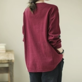 Трикотажный ретро тонкий базовый приятный телу свитер для отдыха, свободный крой