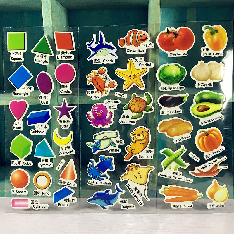 Children learn English stickers in English single-word stickers early to teach cognitive stickers kindergarten baby learning toys
