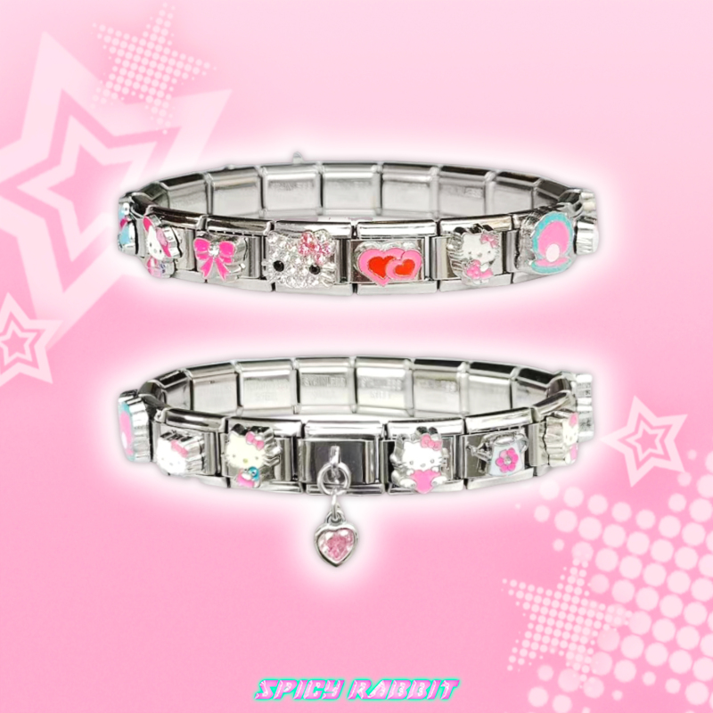 S-Rabbit Hello Kitty Module Bracelet/Stainless Steel Hand Jewelry Exquisite Dopamine Jewelry Ins New Style
