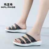 Летние слайдеры, тапочки, модная обувь, сандалии для отдыха на платформе для матери, 2023, из натуральной кожи