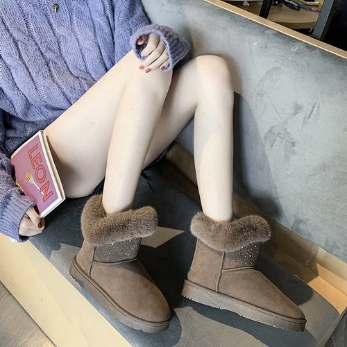 Зимние короткие сапоги, универсальные флисовые туфли, удерживающие тепло ботинки, 2019, в корейском стиле