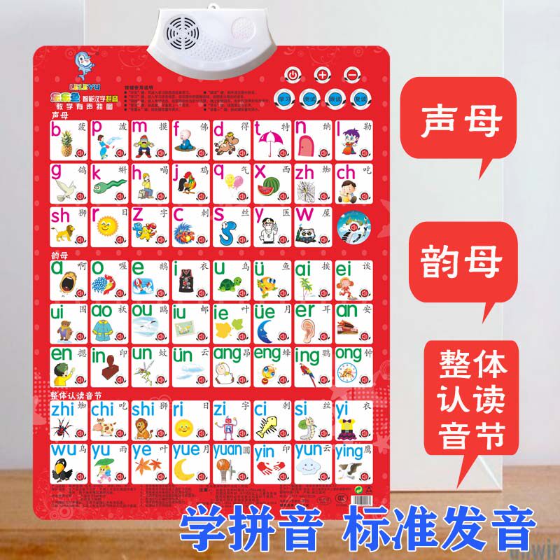 Hanyu Pinyin sound wall chart First grade full set of learning initials Vowels sound wall stickers Children's early education look at the picture letters