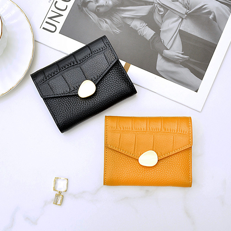 New 2022 Wallet Woman Short leather Trifold Crocodile Crocodile leather Money clip small and multi-position card bag Han version