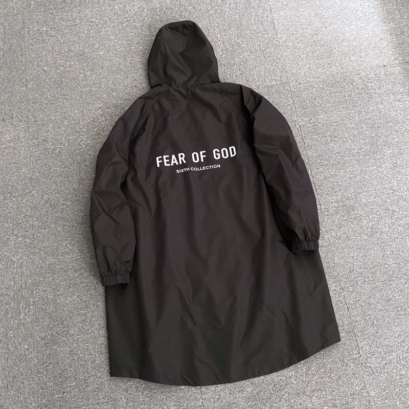 Trendy High Street Jerry Style Fog 3m Reflective Print Camping Waterproof Unisex Long Hooded Trench Coat Raincoat