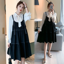 Pregnant Woman Spring Dress Shirt Harness with dress suit Spring and autumn new foreign air turn out fashion models Two sets of damp