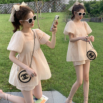 Pregnant woman Summer clothing Bubble Sleeves jacket Summer thin Casual Ocean Air Broadleg Shorts Fairy Wind two sets of damp
