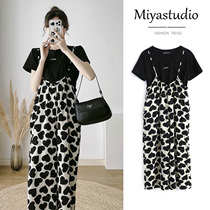 Pregnant woman summer dress braces snowspun pants suit Summer thin style casual broadlegged pants small sub short sleeve T-shirt Two sets