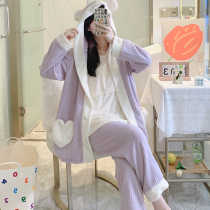 Pregnant womens pajamas hooded moon clothes autumn 10 months 11 Spring and Autumn Winter postpartum cotton home clothing three sets