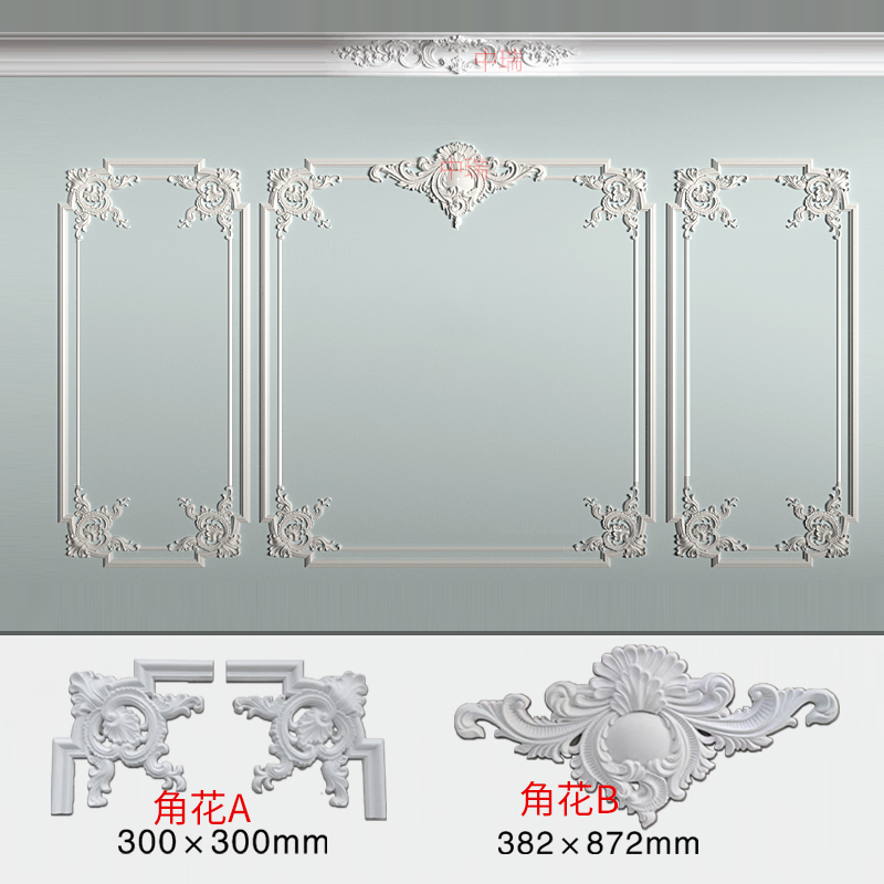 PU line 4 2cm TV background wall ceiling decorative strip polymer pu corner flower combination non-gypsum carved corner