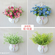 Simulation flower wall hanging flower basket Living room indoor and outdoor flower pendant Wall decoration flowers fake flowers green plants Plastic silk flowers