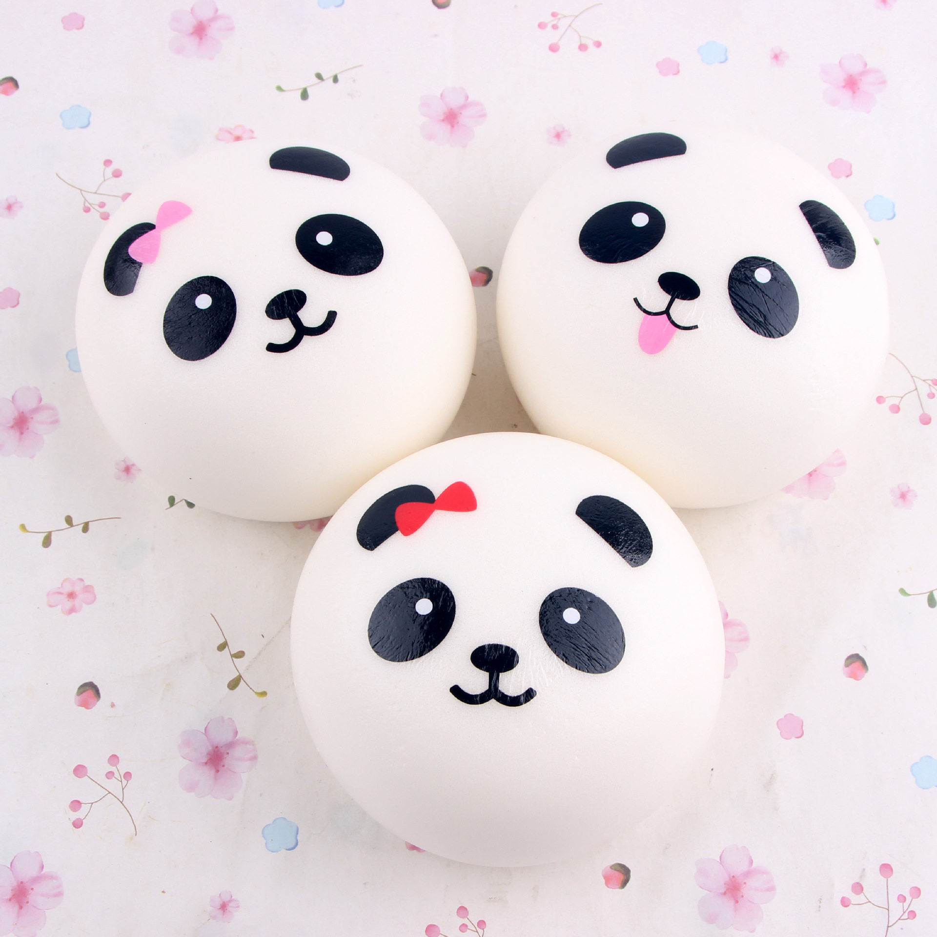 7cmPU Panda Expression Bread Simulation Hanging Kids Toys Play Ultra Soft Foreign Trade squishy