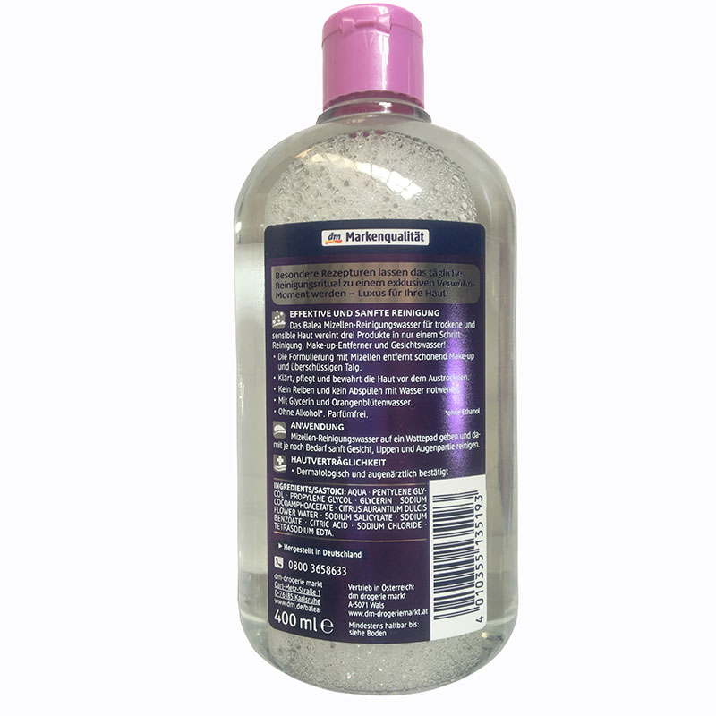 Đức gốc xác thực balea ổi ya trang điểm remover nhẹ làm sạch chất lỏng trang điểm trên khuôn mặt trang điểm làm sạch sâu nước tẩy trang laroche posay 400ml