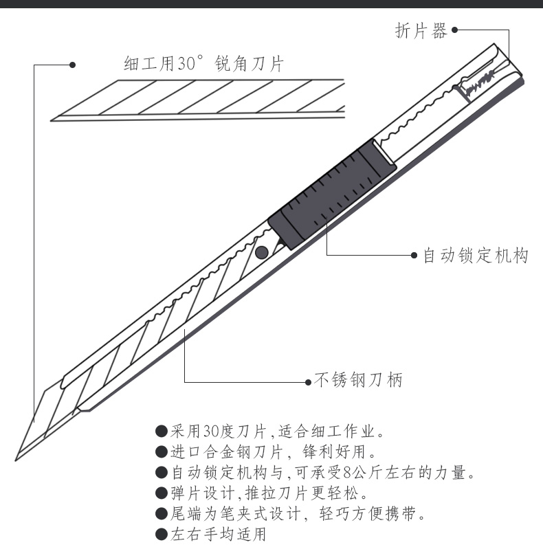 SDI手牌9mm小号美工刀0439C贴膜壁纸墙纸修边裁纸刀