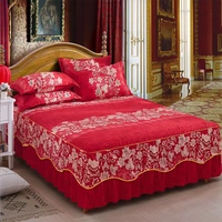 [] Ba mảnh nhám giường váy bedspread 1,8 m 2.0m bộ đôi của khăn trải giường nắp ren tăng - Trải giường thảm trải giường mùa hè