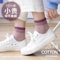 women's spring autumn socks cute japanese cotton mid cylinder sweat absorbing anti-odor antibacterial autumn winter thick cotton short