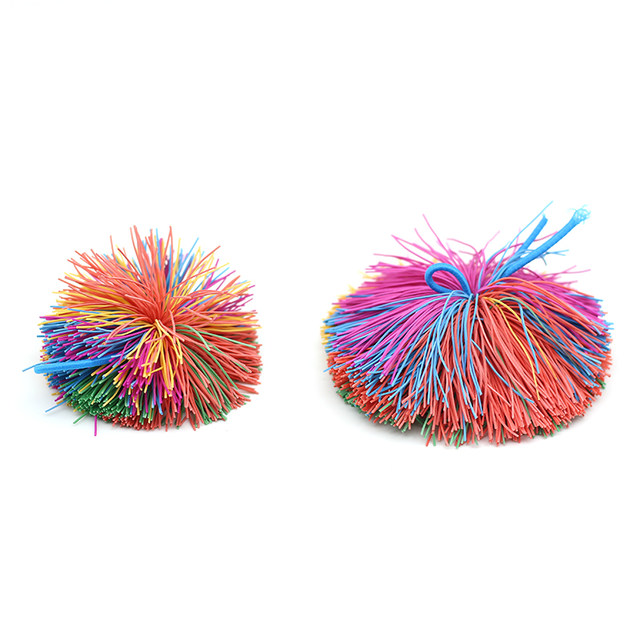 Colorful furry ball, elastic rubber silk ball, colorful rubber band ball, tactile kindergarten sandbag shuttlecock ball