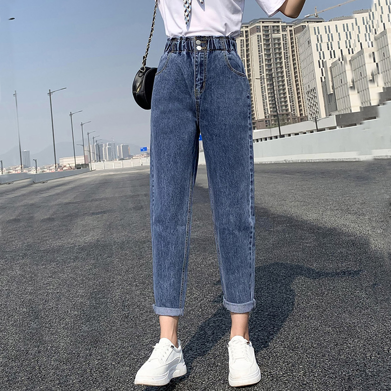 Tightness Waist Jeans Woman Spring Autumn 2022 New Kharen Pants High Waist Display Slim and Loose Old Daddy Robe Pants