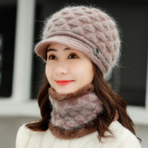 Rabbit hair hat female winter elderly Korean version of the wool mrs grandma thickened autumn and winter warm mom hat tide