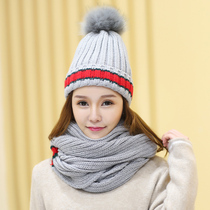 Hat female autumn and winter Korean version plus velvet knitted wool cap winter pullover warm ear ring hat female casual Joker