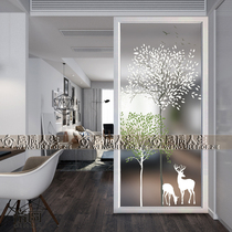 Art glass screen partition bathroom dry and wet separation frosted double-sided light porch living room tree Elk