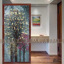 Art glass screen partition shoe cabinet living room corridor porch double-sided effect European abstract golden hair tree