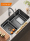 Cabei 304 Stainless Steel Sink 5mm Thick Vegetable Washing Basin Large Single Sink Household Kitchen Sink Dishwashing Sink Under-Counter Basin