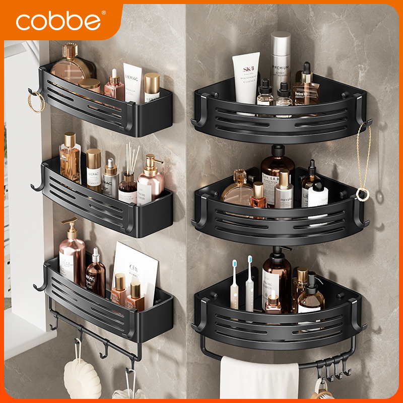 Cabbé Bathroom Shelve Free Toilet Triangle Mesh Basket Shower Room Black Corner Blue Bathroom containing rack-Taobao