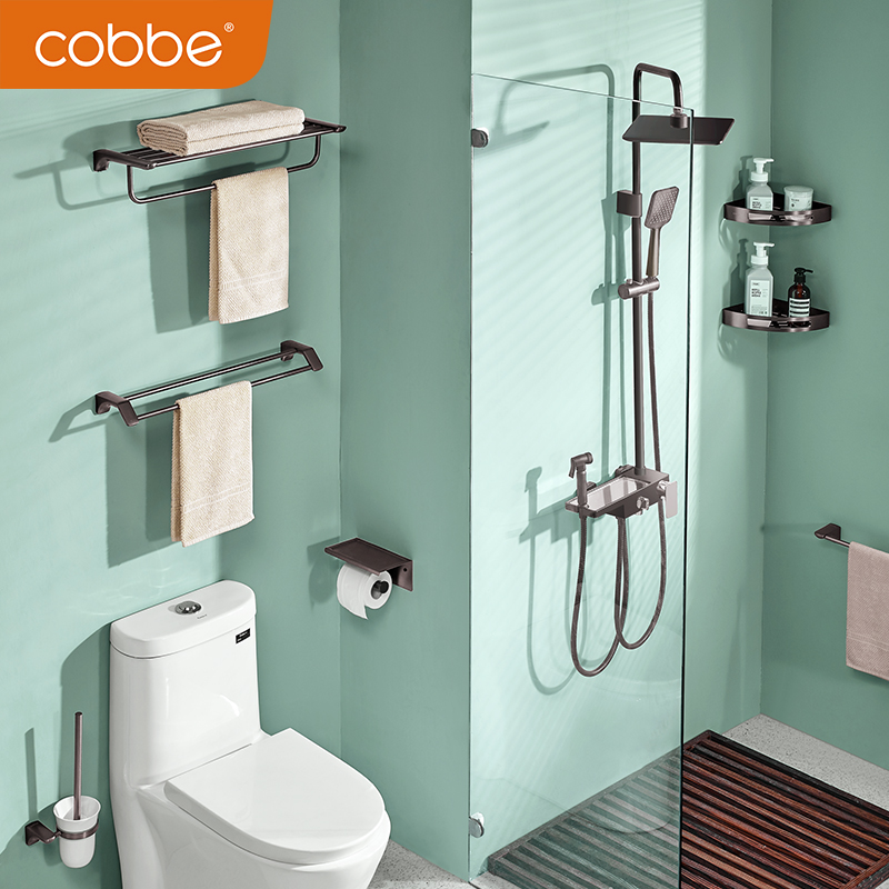 Cabe towel rack stainless steel toilet bath towel rack bathroom set object shelf gun grey space aluminum hardware pendant-Taobao