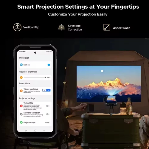 Прочный проектор DOOGEE V Max Play, смартфон 6,78, 5G, 16 ГБ + 512 ГБ, 20500 мАч, Android 15, NFC