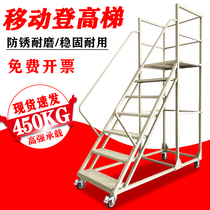 Aerial vehicle window light bulb scrubbing mobile platform warehouse freight elevator workshop injection molding feeding vehicle wheeled aerial ladder