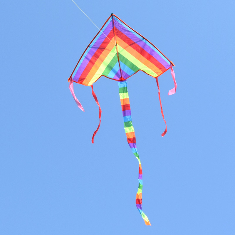 Weifang Rainbow Kite With Wire Wheel Micro Wind Easy Flying Cartoon Children Long Tail Small Triangle Colobology Large Adult New